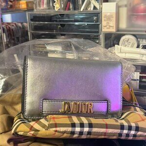 Christian Dior J'ADIOR Wallet Chain Leather Silver Gold Women's